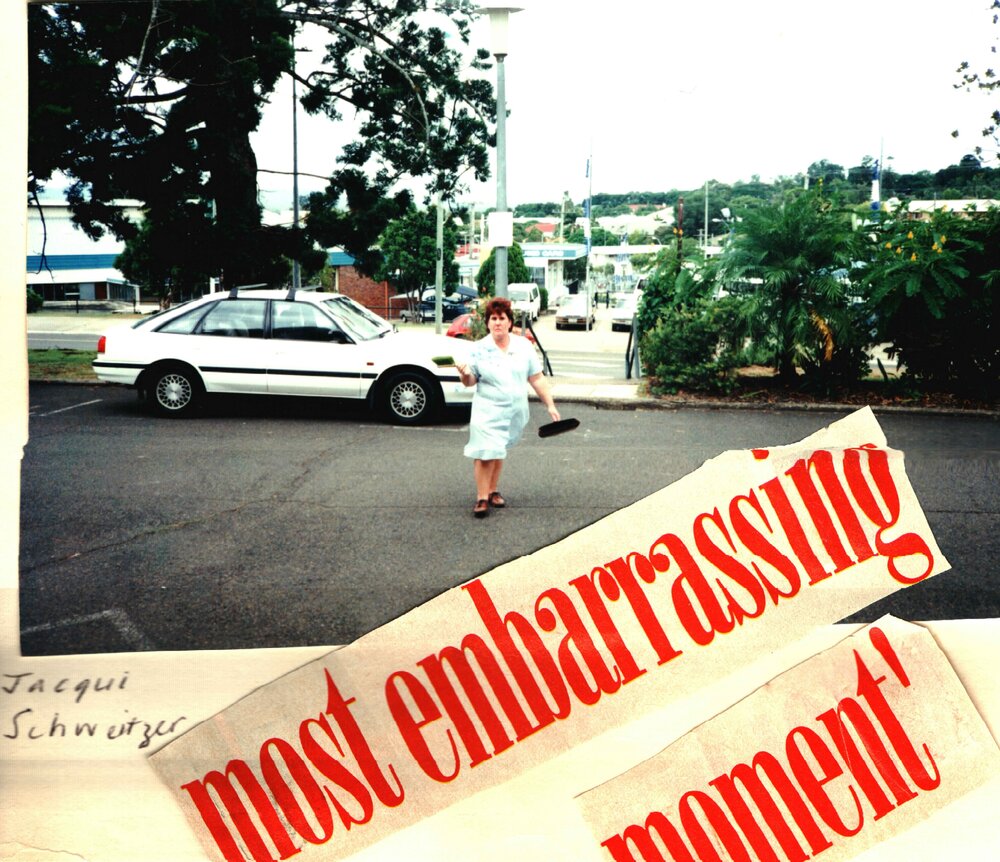 MIDWIFERY Scrapbook 1991 TO 1998, Jacqui Schweitzer in carpark, 1993