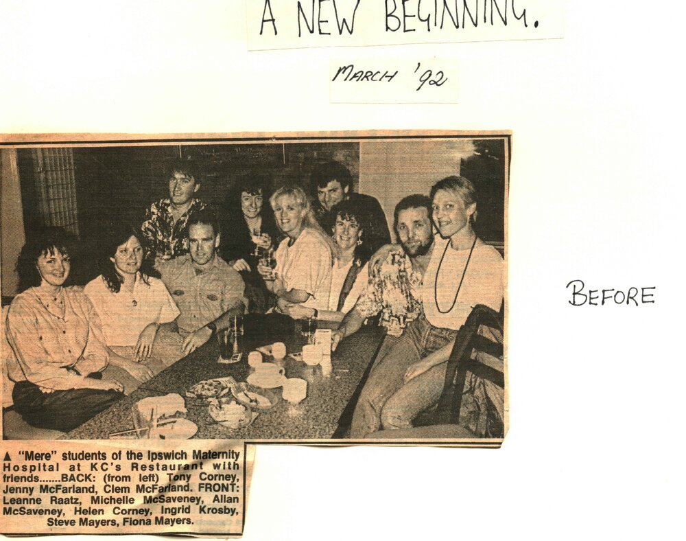 MIDWIFERY Scrapbook 1991 TO 1998, Midwifery Students at KC's Restuarant 1992