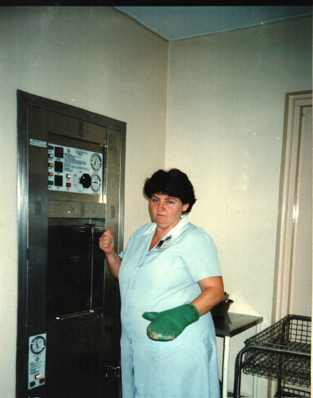 MIDWIFERY Scrapbook 1991 TO 1998; Staff member at autoclave;1991