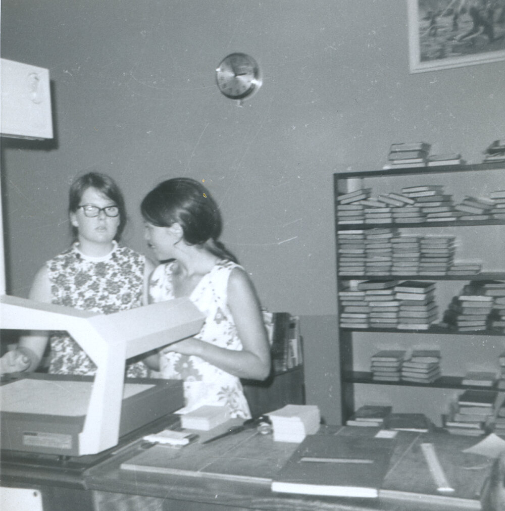 Staff of the Ipswich Municipal Library, when located on the corner of Brisbane and Nicholas Streets, Ipswich, 1970s