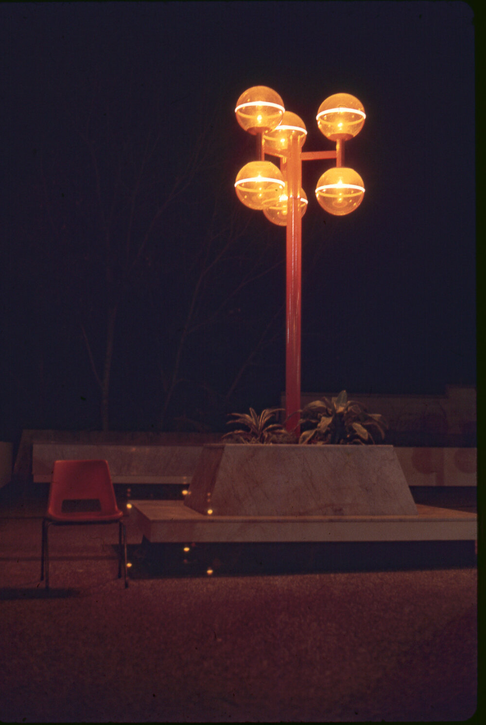 Lights in front of the Ipswich Civic Centre, Nicholas Street, Ipswich, July 1975