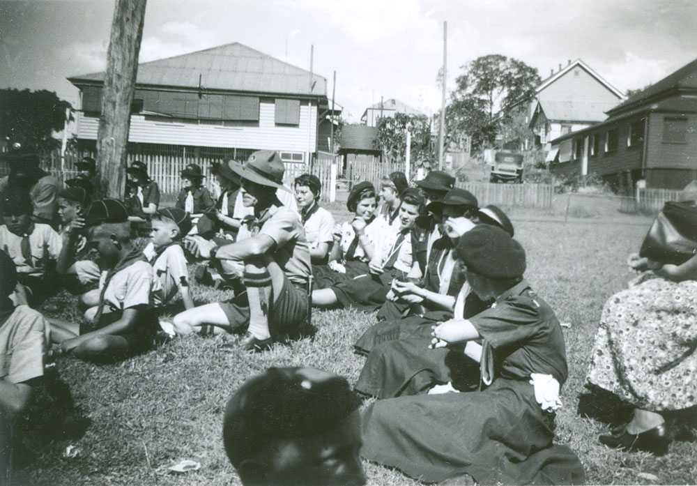 Members of the Ipswich girl guides and scouting movements, at the Scout &amp; Guide fete, North Ipswich, 1953