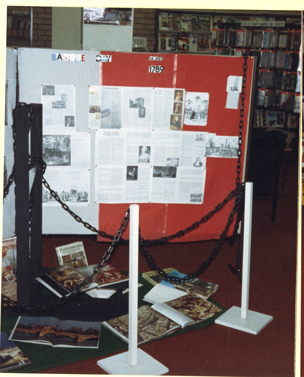 Bastille Day display, Ipswich Municipal Library, Ipswich Centre, Bell &amp; East Streets, Ipswich, July 1989