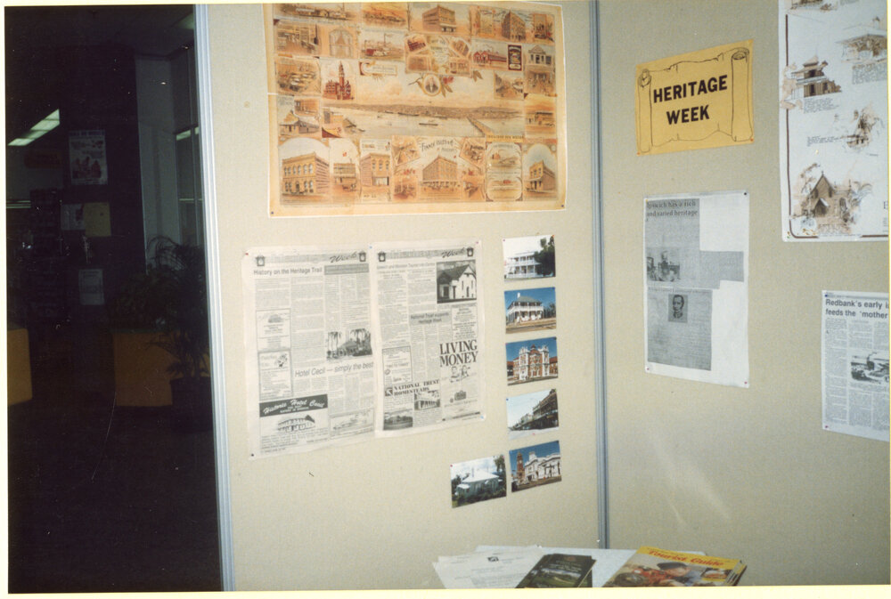 Heritage Week display at Redbank Plaza Library, April 1991