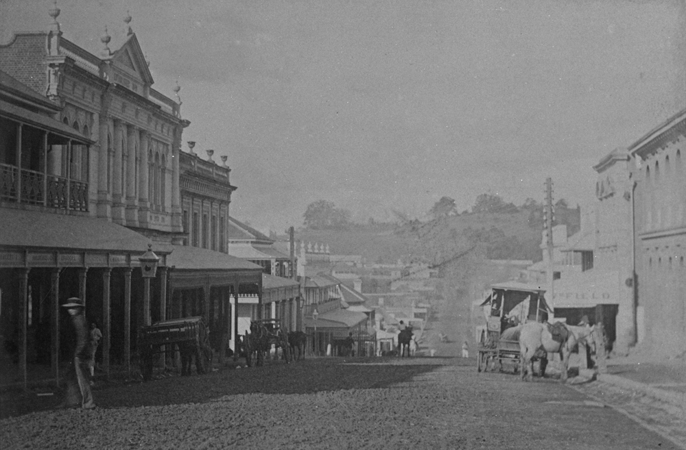 Brisbane Street, looking east from the Town Hall, Ipswich,  c.1899