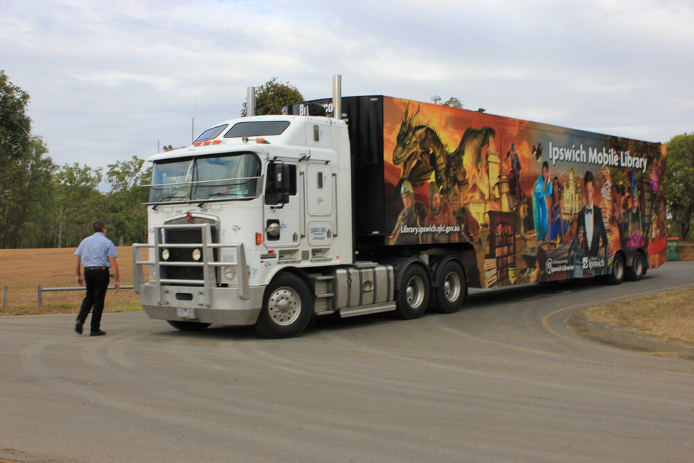 Arrival of the new Ipswich Mobile Library to Redbank Plains Library, Ipswich, June 2016