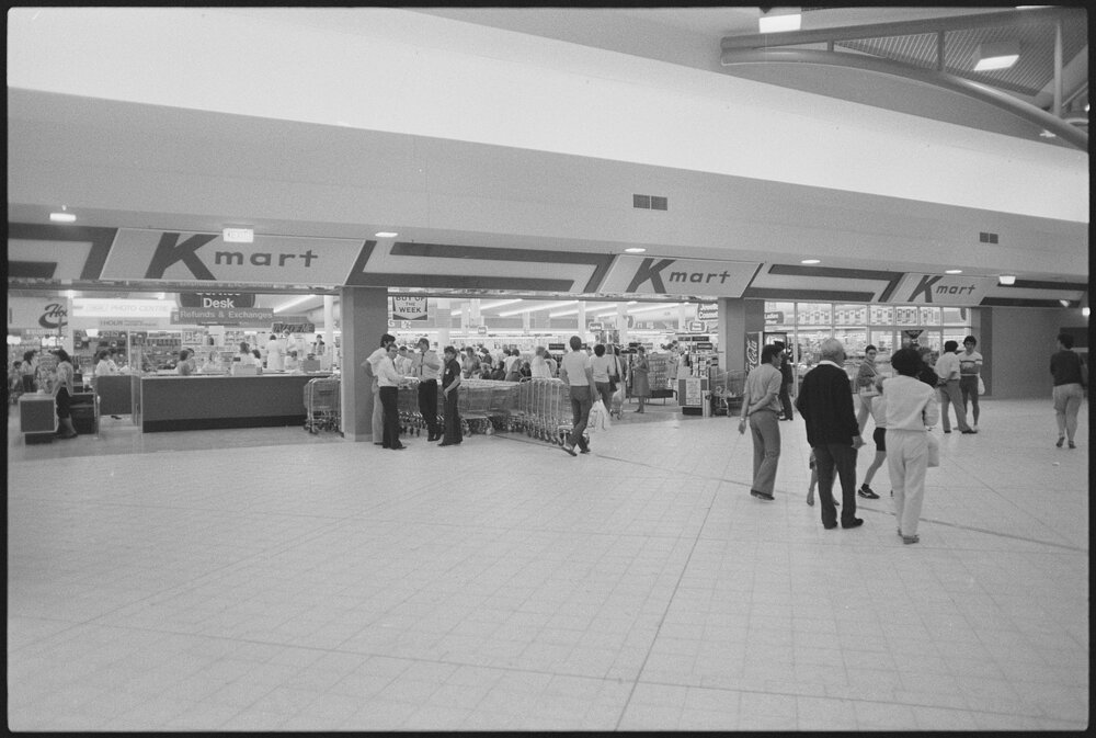 Redbank Plaza Shopping Centre Kmart during the grand opening, Redbank, September 1985