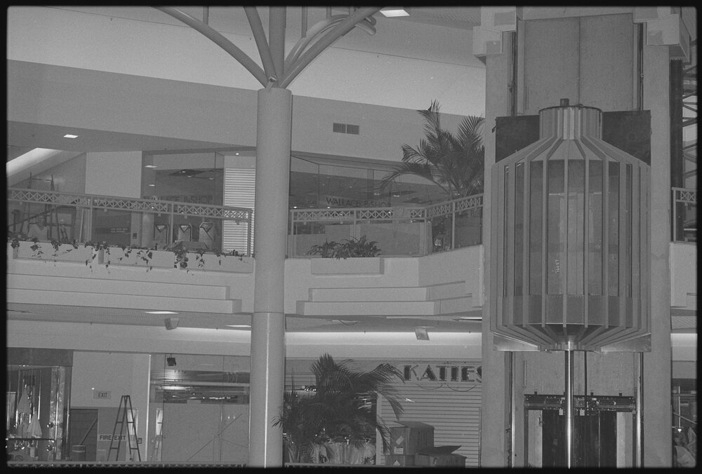 Elevator in Redbank Plaza Shopping Centre during construction, Redbank, September 1985