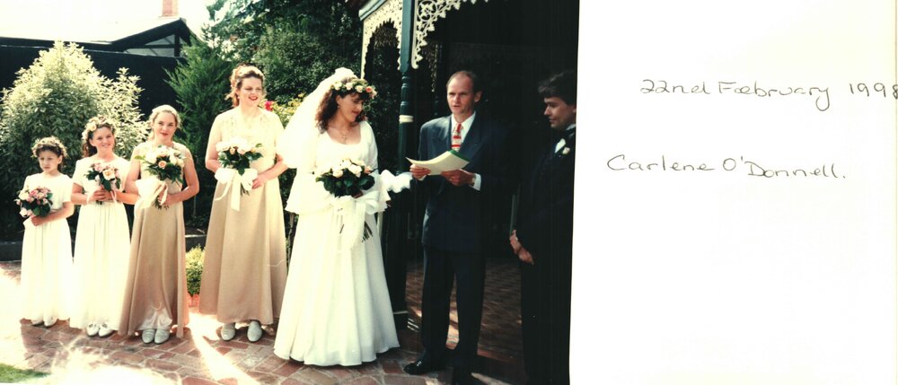 MIDWIFERY Scrapbook 1991 TO 1998, Carlene O'Donnell wedding, 1998
