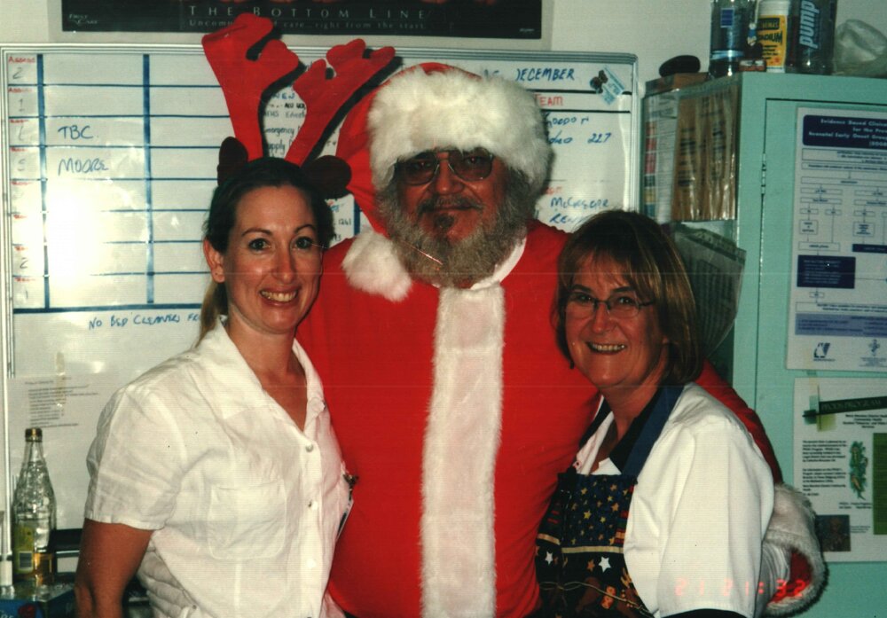 MIDWIFERY Scrapbook 1991 TO 1998, unidentified midwifery staff, at Christmas c1995 
