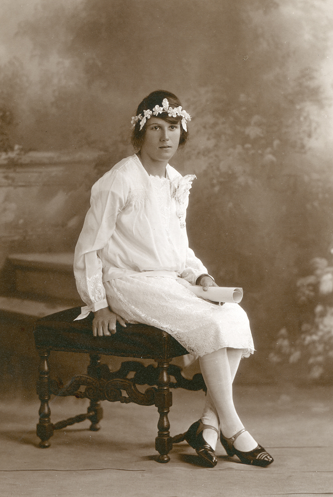Ivy May Teves in her confirmation dress, Ipswich, c.1925