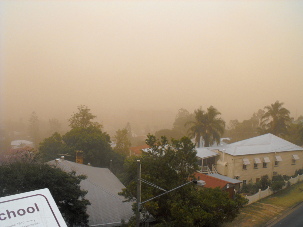 Dust storm over Ipswich from Denmark Hill, Ipswich, 2009