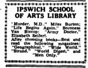 Ipswich School of Arts Library, Queensland Times, Saturday 22 April 1944, p.8