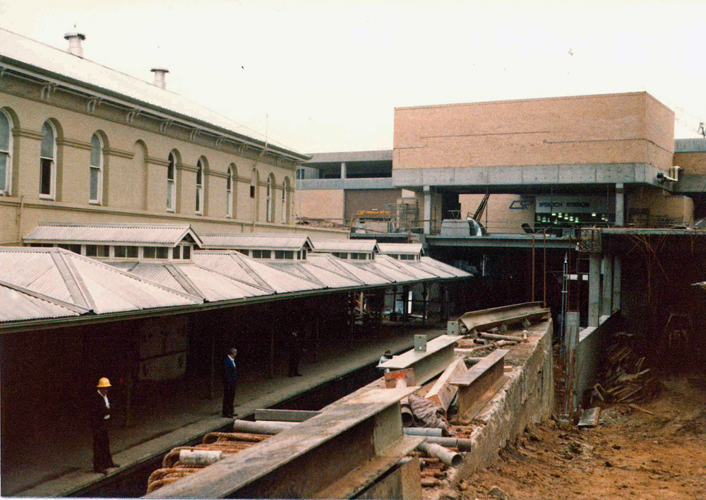 Ipswich Railway Station platform, Union Street, during demolition, Ipswich, 1978