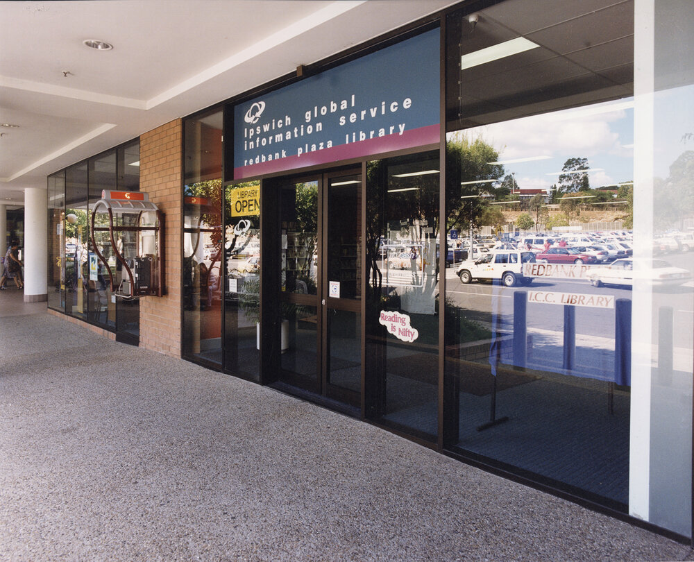 Entry to Redbank Plaza Library, Ipswich Global Information Service, Redbank, 1990s