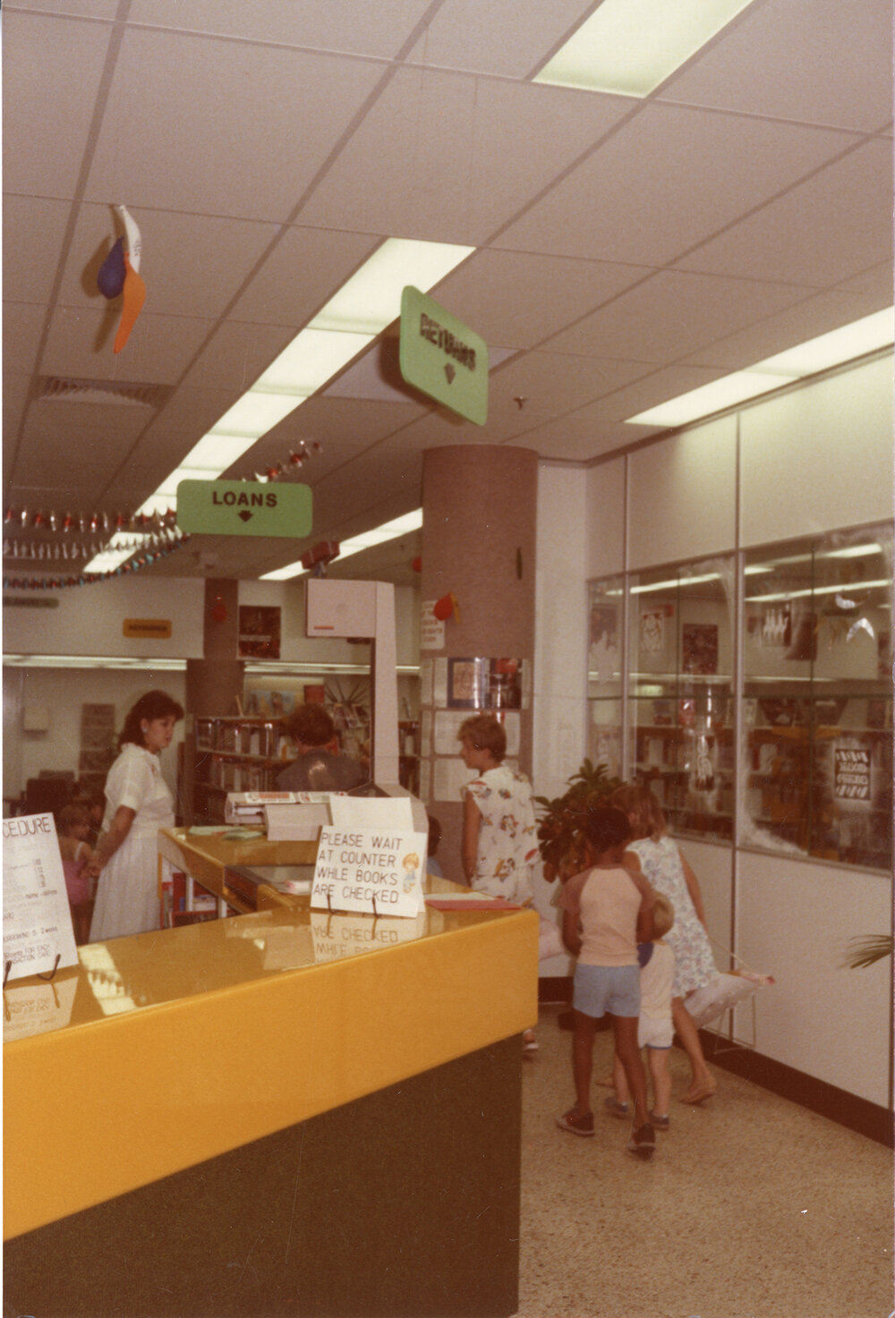 Entry area of Redbank Plaza Library, Ipswich, late 1980s