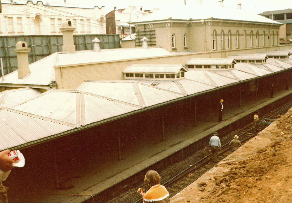 Ipswich Railway Station platform, Union Street, during demolition, Ipswich, 1978