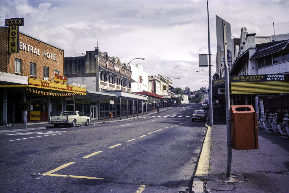 Series of streetscape views of Nicholas Street, Ipswich, September 1985