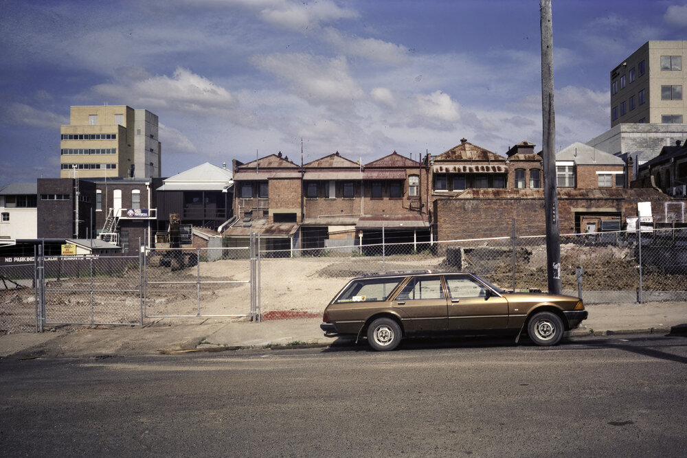 Rear of Nicholas Street buildings, taken from Ellenborough Street, Ipswich, September 1985