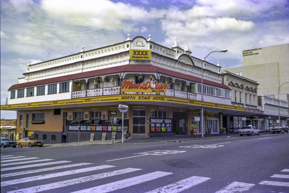 North Star Hotel, corner Brisbane and Ellenborough Street, Ipswich, September 1985