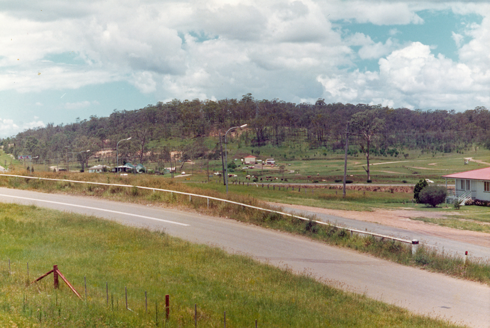 Ipswich Road from Redbank Railway Station, Redbank, Ipswich, 1976