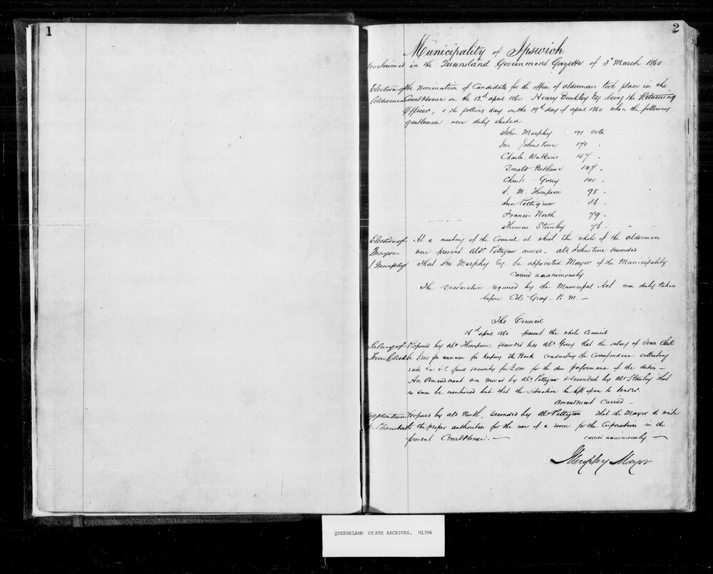 1860 Ipswich Municipal Council Minutes