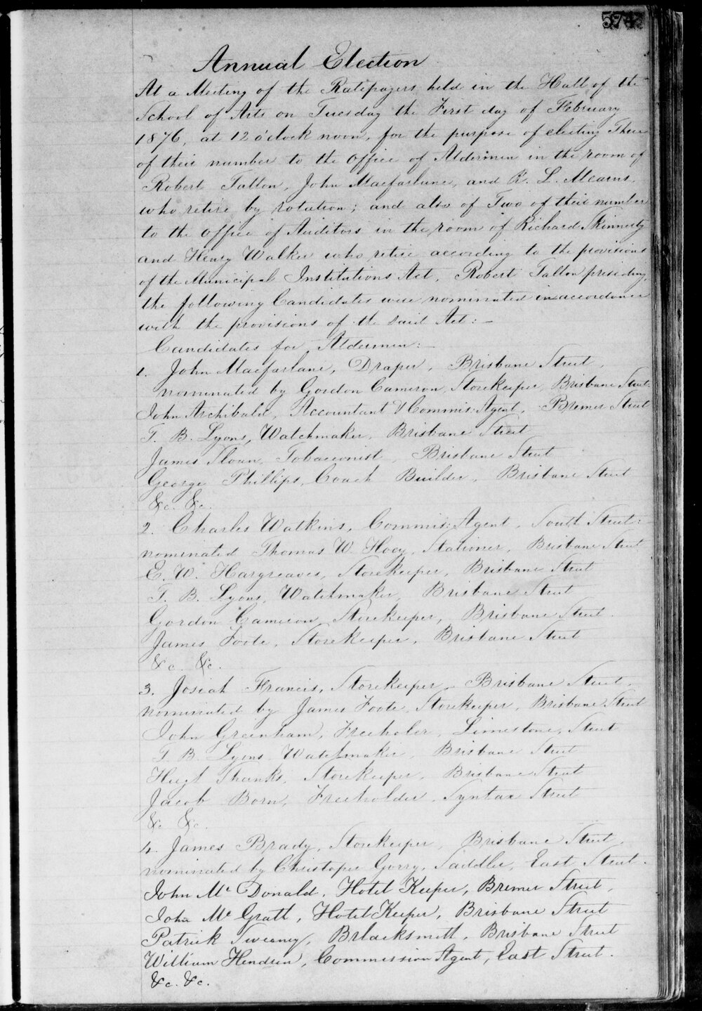 1876 Ipswich Municipal Council Minutes