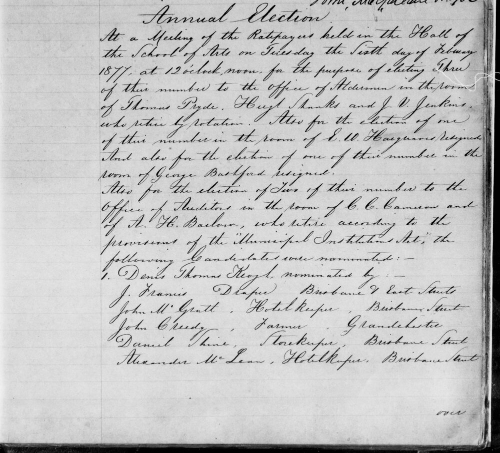 1877 Ipswich Municipal Council Minutes