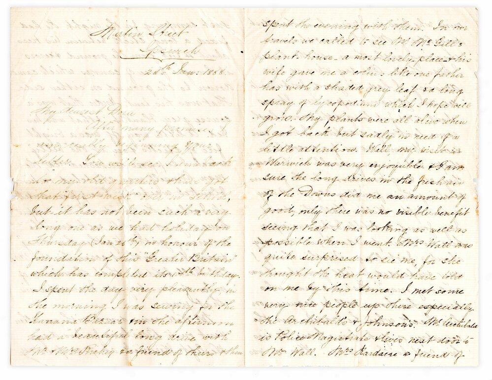 Letter to Dora Vant from Martha Hustwick, 28 January 1888