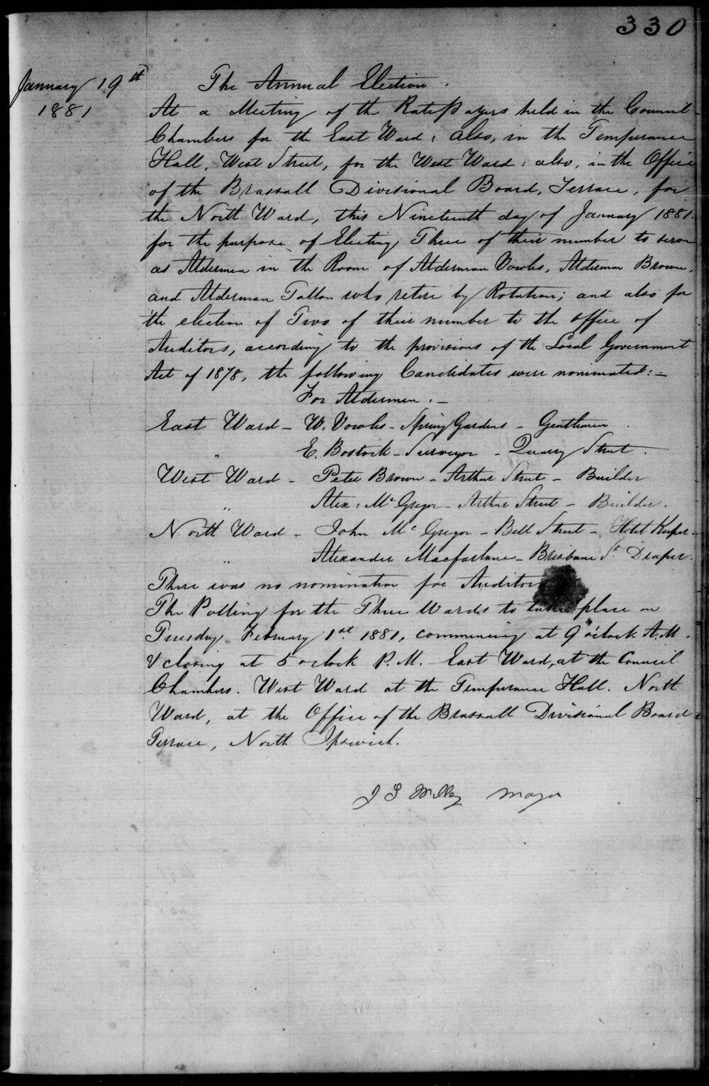 1881 Ipswich Municipal Council Minutes