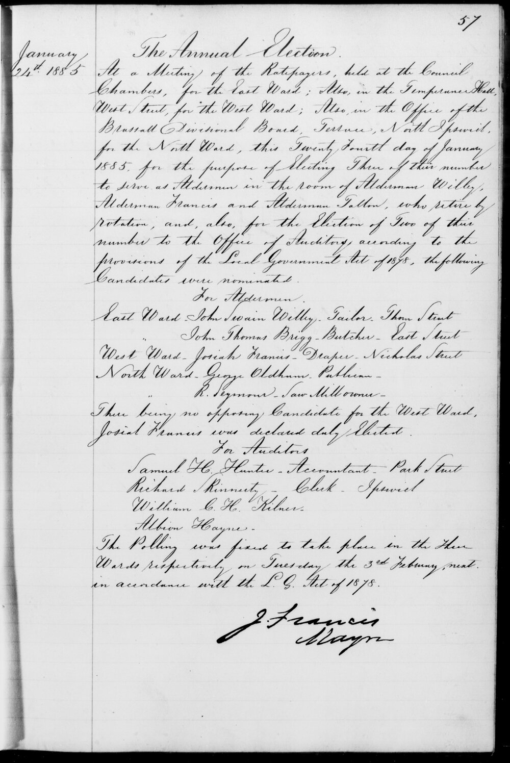 1885 Ipswich Municipal Council Minutes