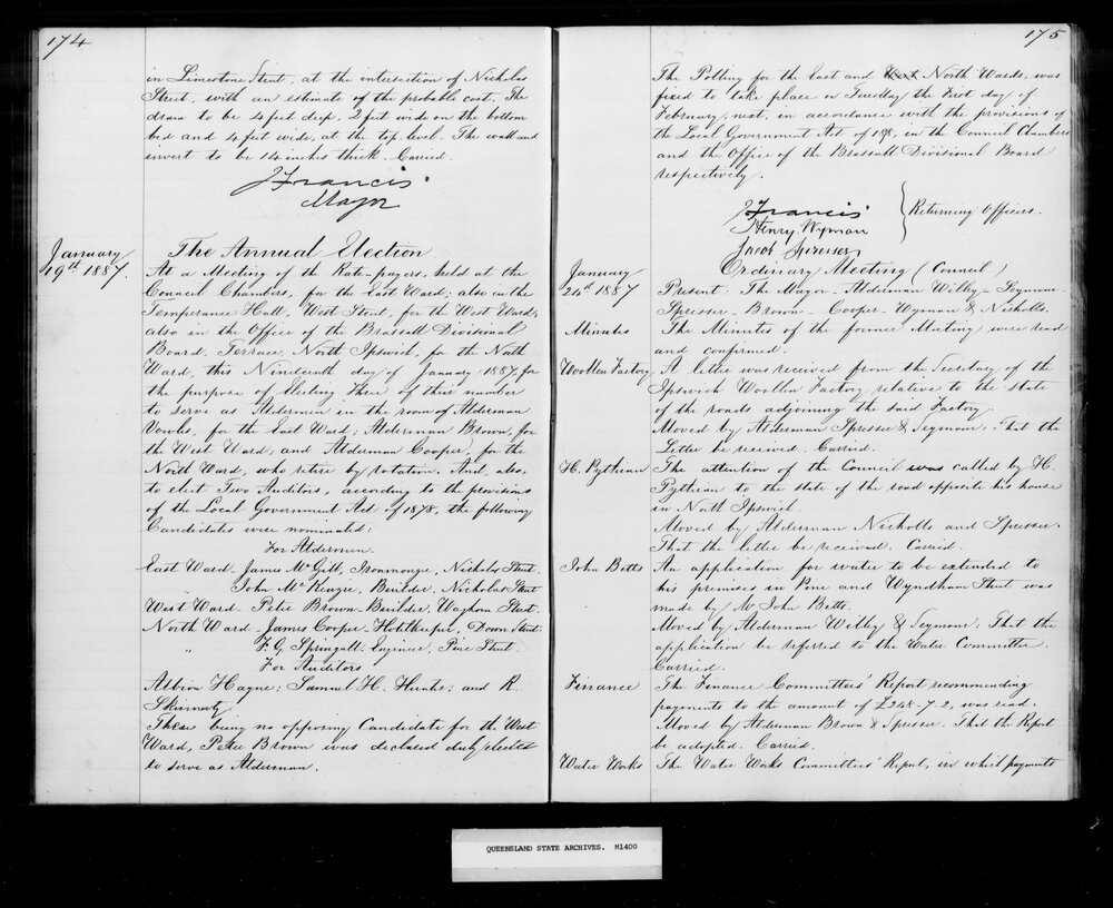 1887 Ipswich Municipal Council Minutes