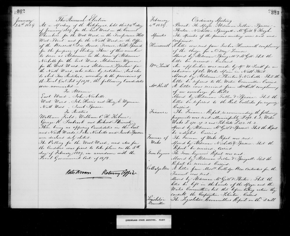 1889 Ipswich Municipal Council Minutes