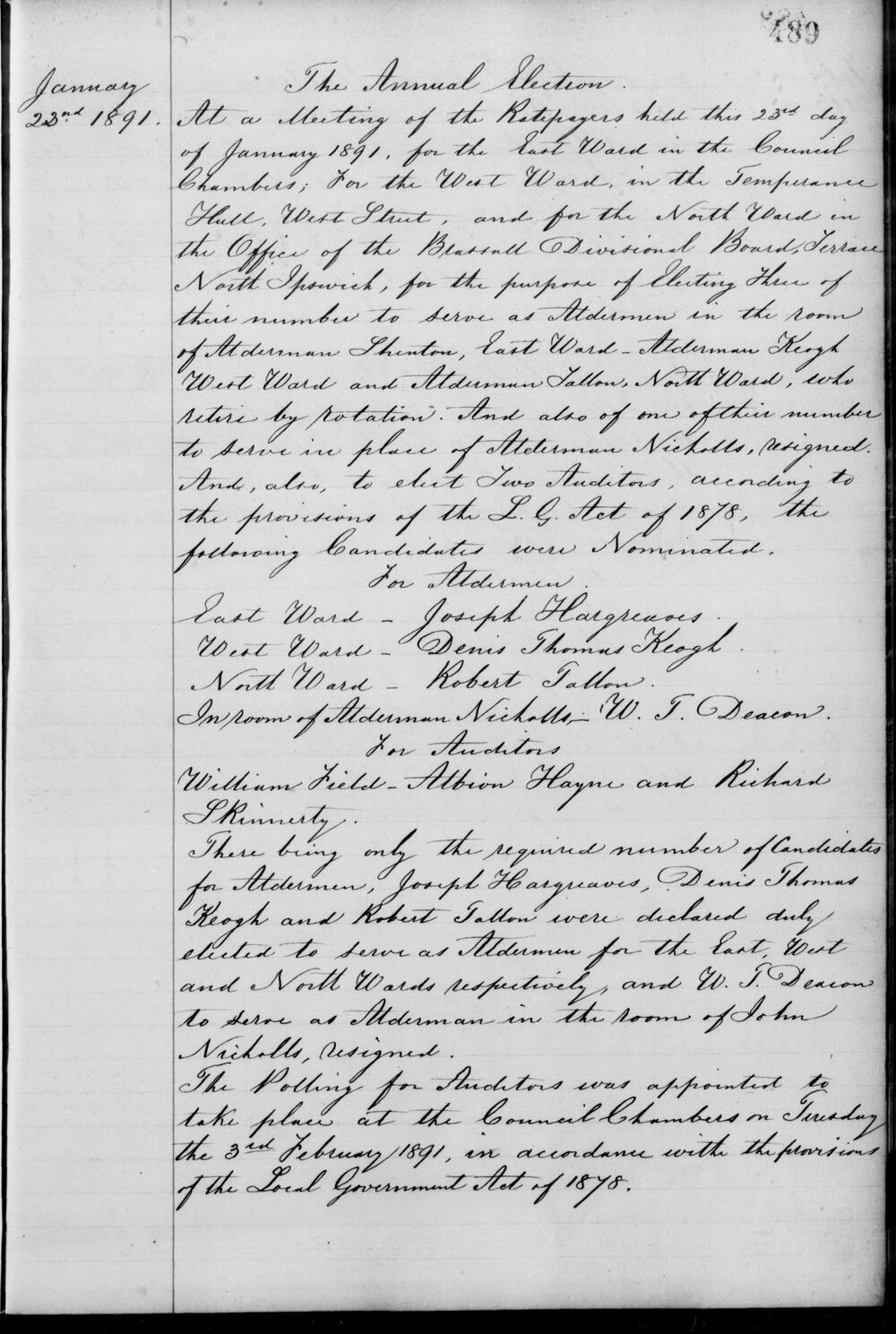 1891 Ipswich Municipal Council Minutes