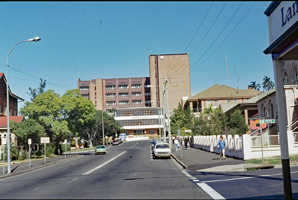 View up East Street towards Ipswich Hospital, c.1992