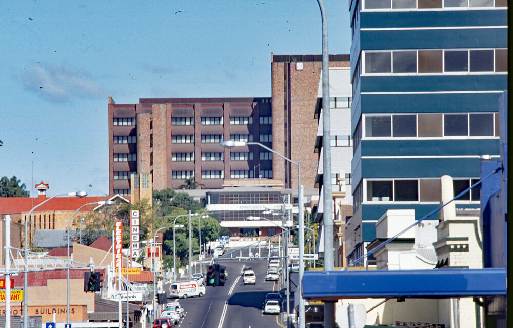 View up East Street towards Ipswich Hospital, c.1992