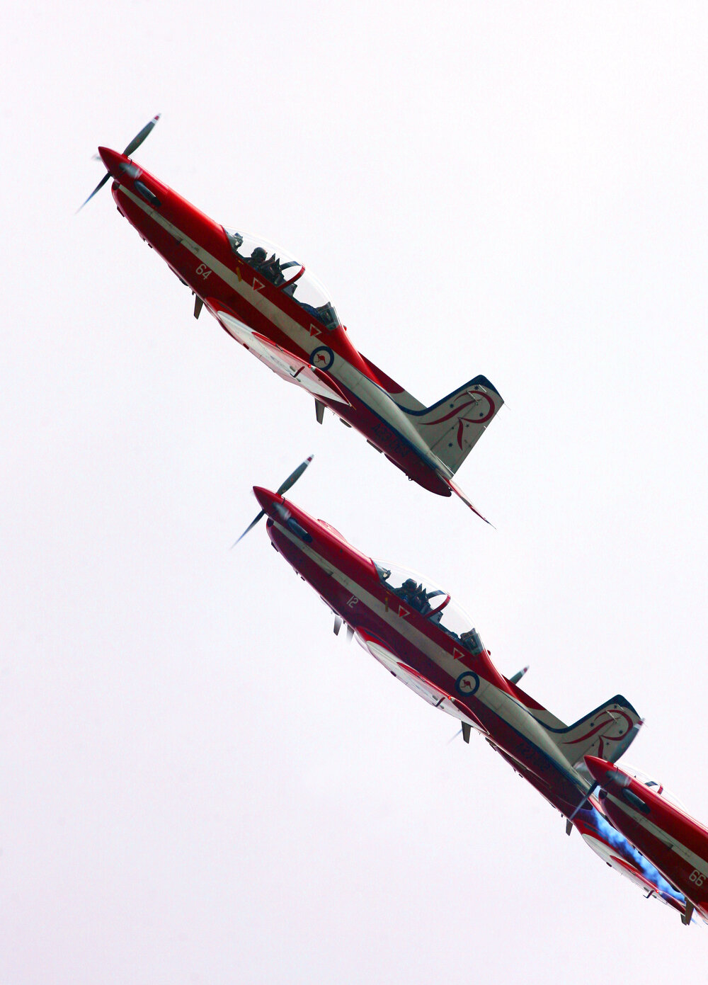 RAAF Roulettes performing aerobatic displays for Ipswich State High School students, Brassall, Ipswich, October 2011