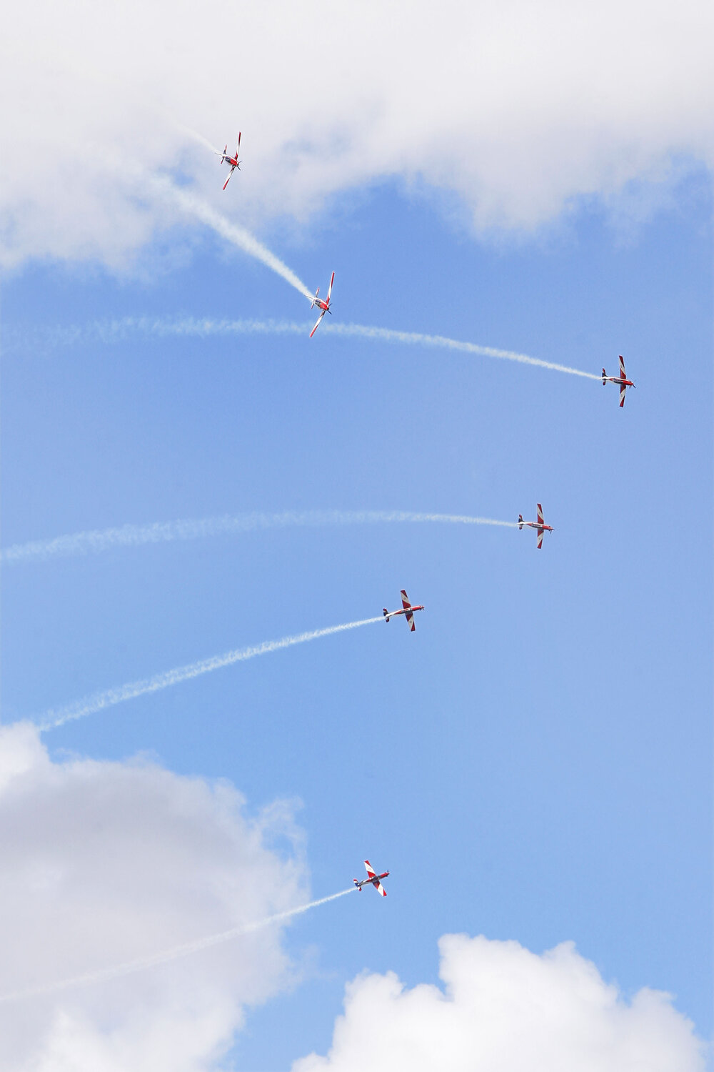 RAAF Roulettes performing aerobatic displays for Ipswich State High School students, Brassall, Ipswich, October 2011