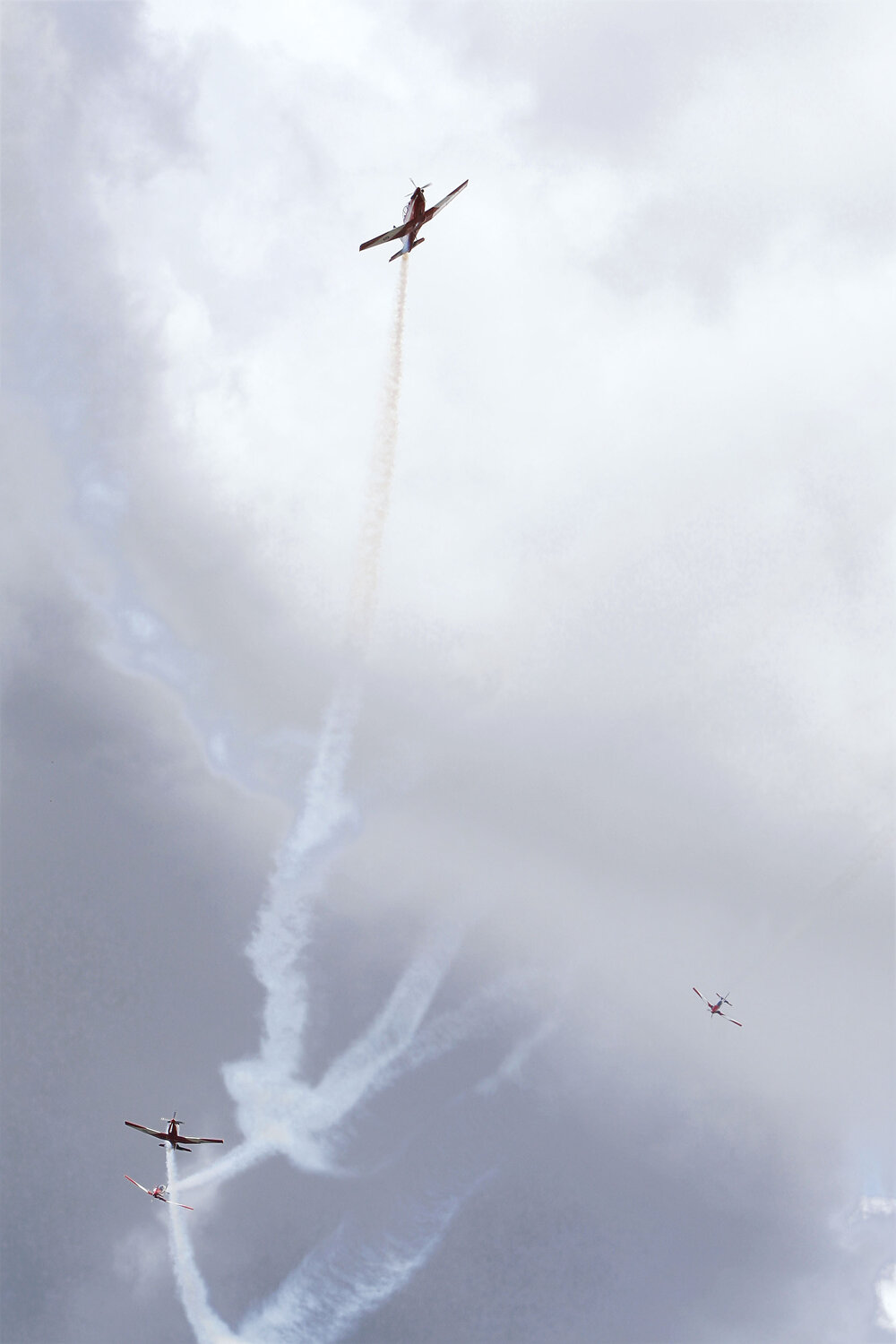 RAAF Roulettes performing aerobatic displays for Ipswich State High School students, Brassall, Ipswich, October 2011