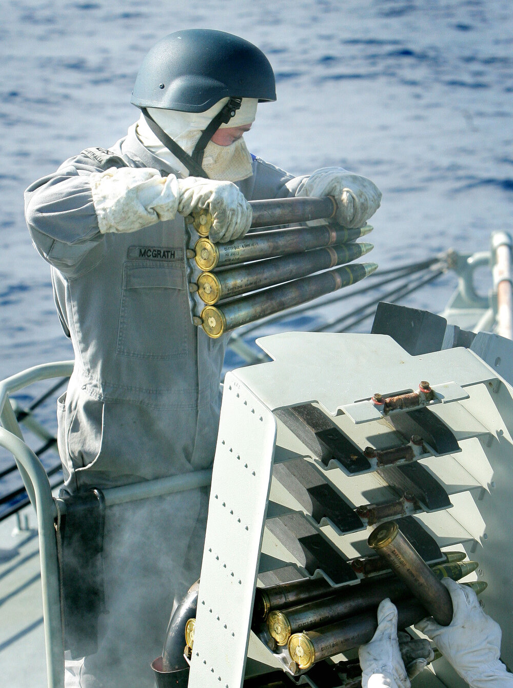 Gunner on HMAS Ipswich during its last journey before being decommissioned, Moolooaba, Queensland, April 2007