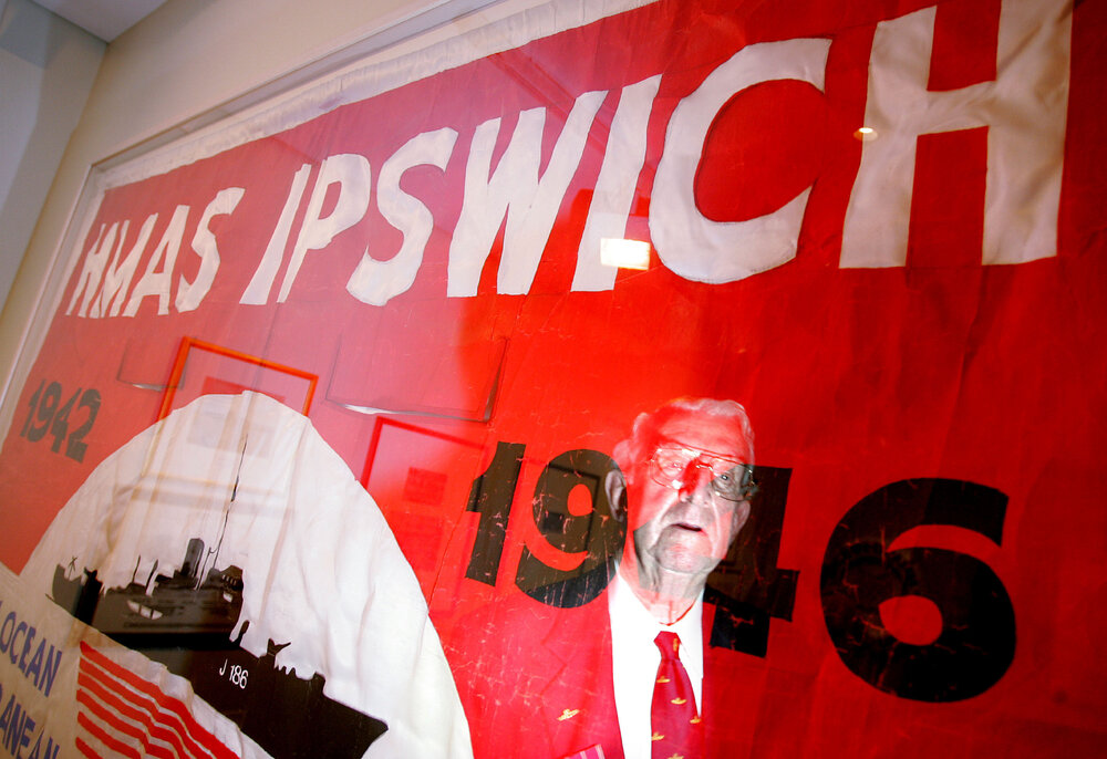 Lieutenant Commander Erle Goodwin, president of the HMAS Ipswich Association, at the Ipswich Art Gallery, Ipswich, April 2007
