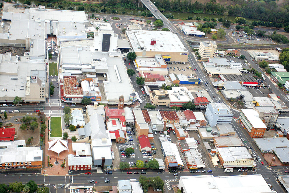 Aerial view of the central business district, Ipswich, May 2007