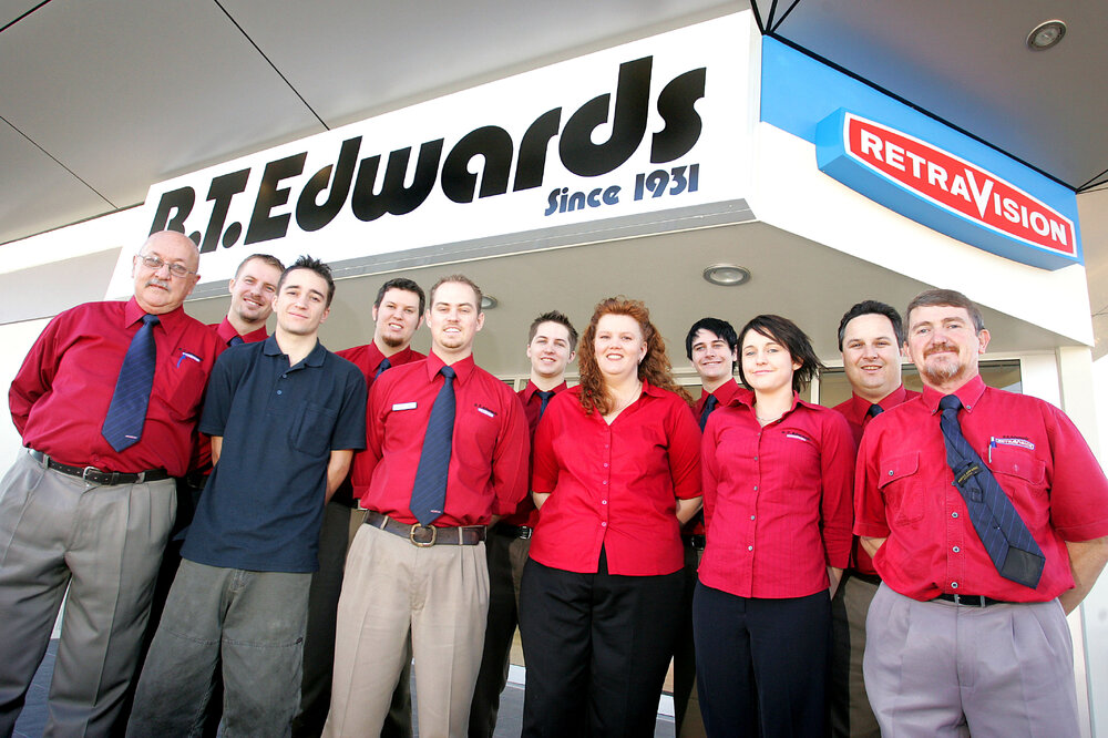 Staff at the new R.T. Edwards store, Brisbane Road, Booval, June 2007