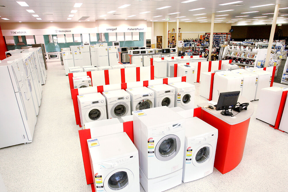 Washing machines, dryers, and refrigerators at the new R.T. Edwards store, Brisbane Road, Booval, June 2007