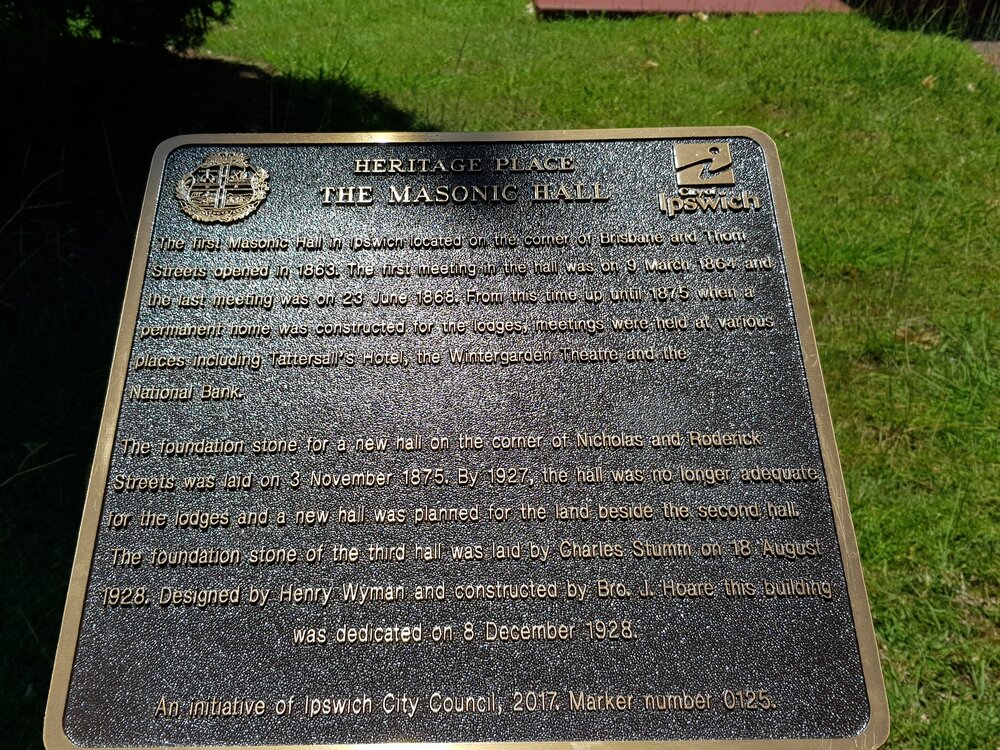 Historical Marker, Ipswich Masonic Hall, 2017