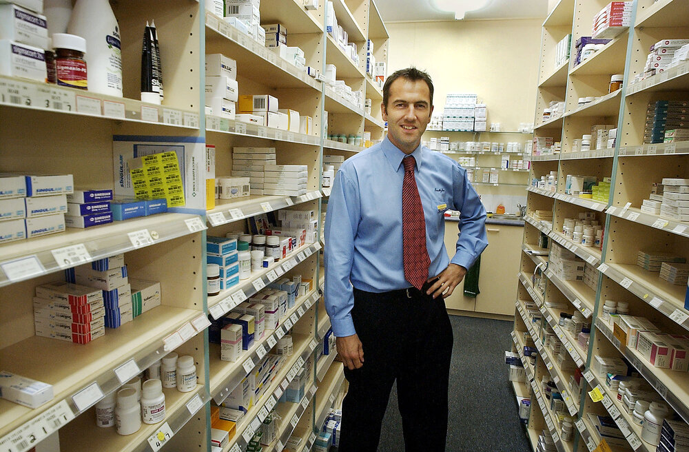 Friendly Care Pharmacy's Craig Carson, Booval, Ipswich, April 2004