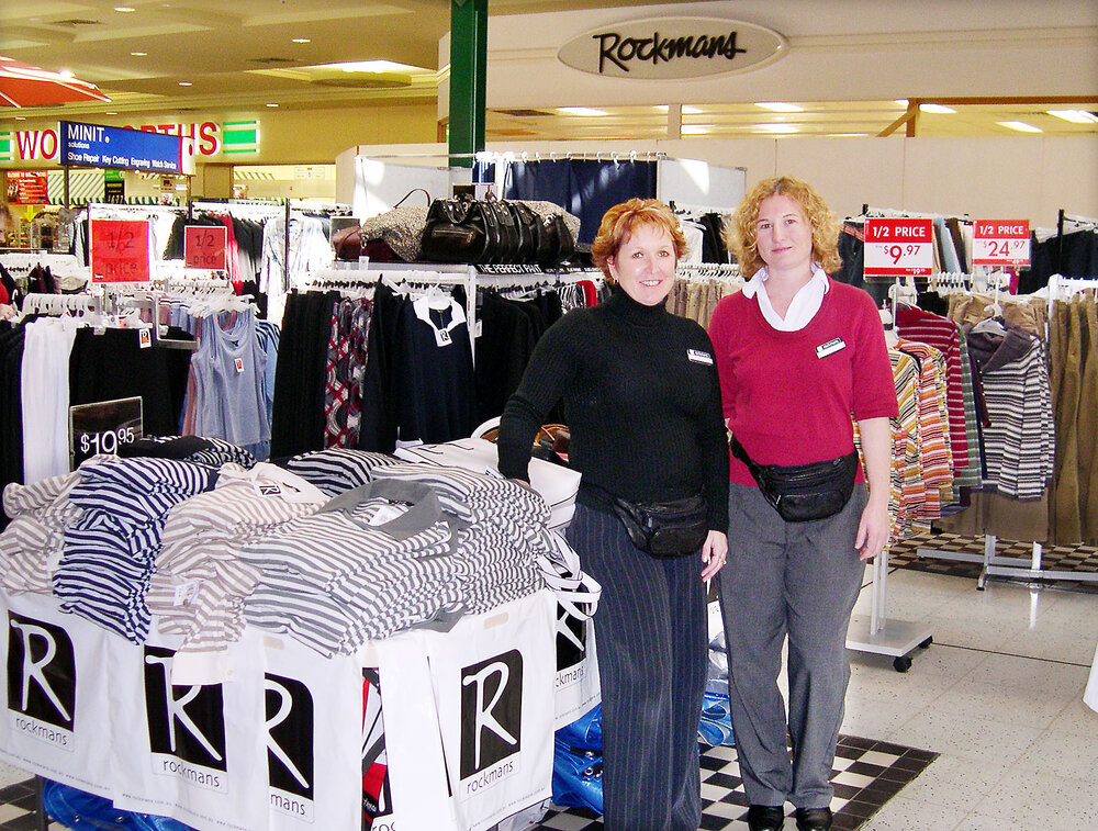 Margaret Hurley and Justine Pomfret at Rockmans at Forest Lake Village, Ipswich, June 2004