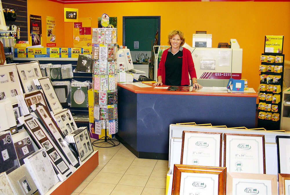 Sharon Egan at Kodak Express at Forest Lake Village, Ipswich, June 2004