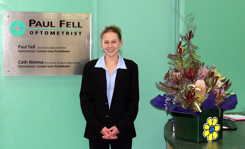 Janelle Knaggs at Paul Fell Optometrist at Forest Lake Village, Ipswich, June 2004
