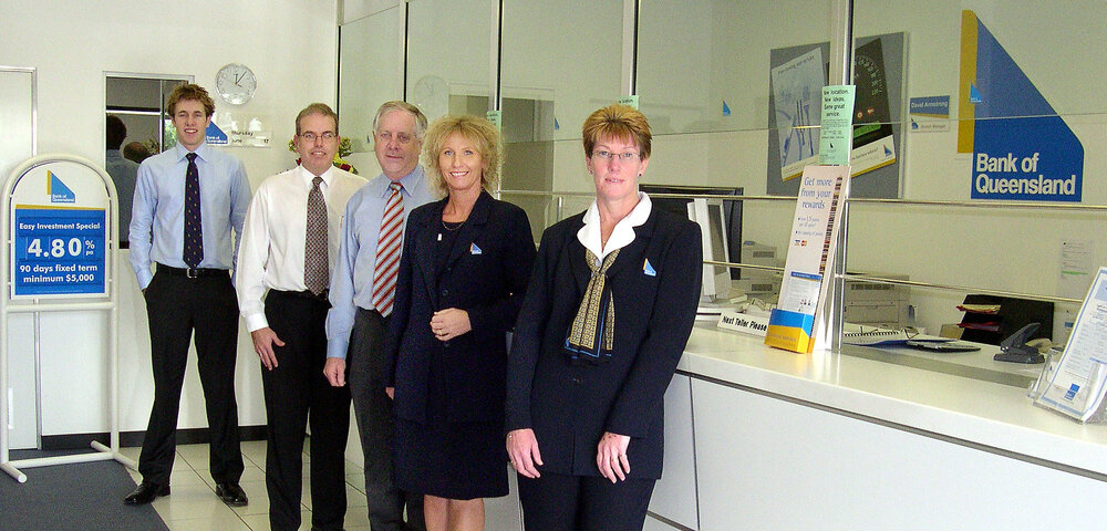 Staff at Bank of Queensland at Forest Lake Village, Ipswich, June 2004